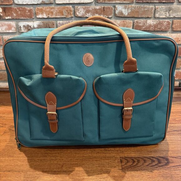 Polo by Ralph Lauren Handbags - Vintage 90s Polo Ralph Lauren Green Canvas Travel Duffel Bag 24” Large Duffle